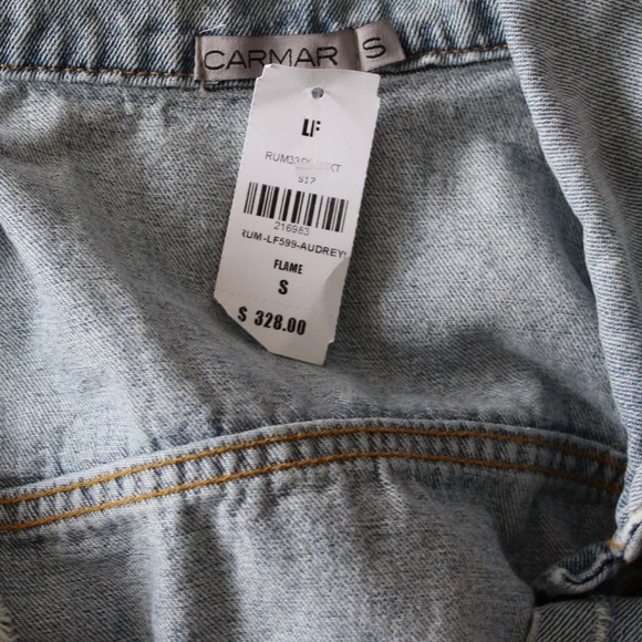 NWT LF Carmar Flames Distressed Denim Jacket - Picture 6 of 6